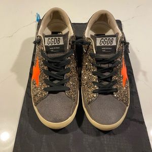 Golden Goose Superstar Gold Glitter/Orange Star